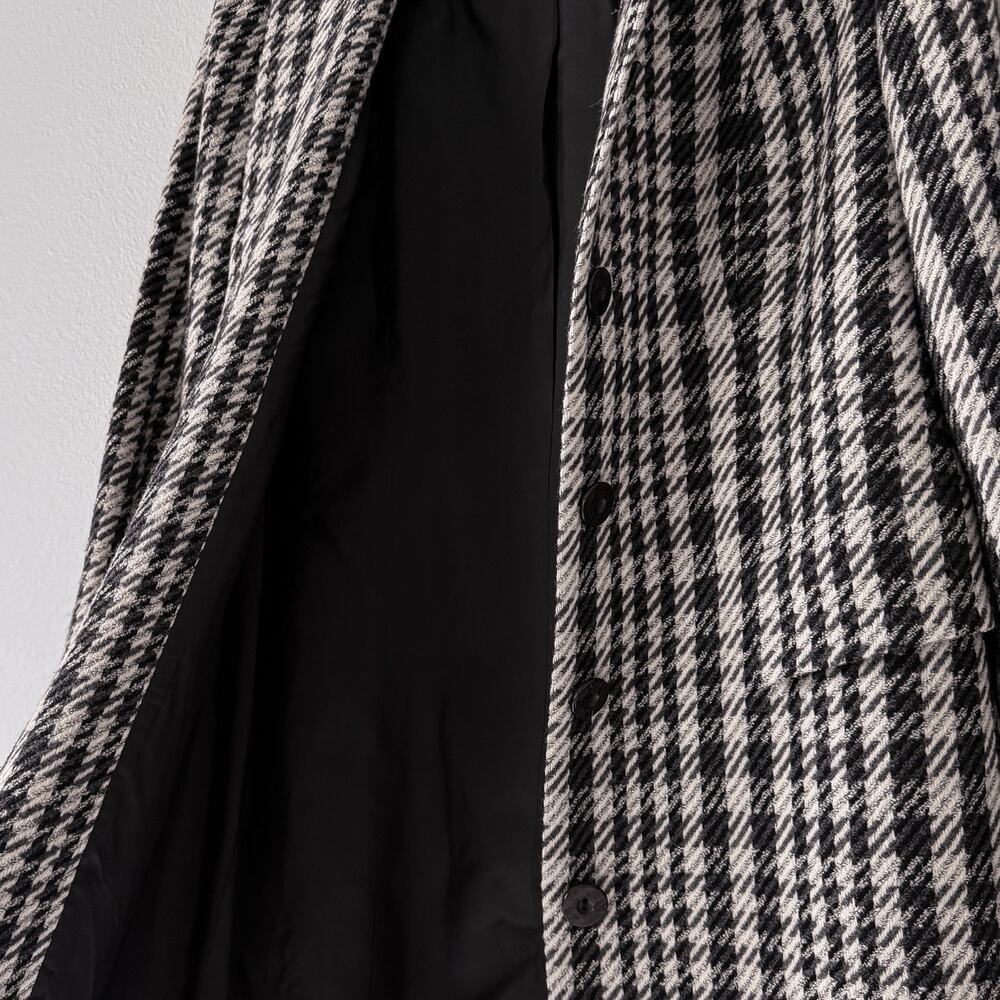Vintage 90s Dana Buchman Wool Coat Houndstooth Designer Long Jacket Petite NWOT - Picture 2 of 15